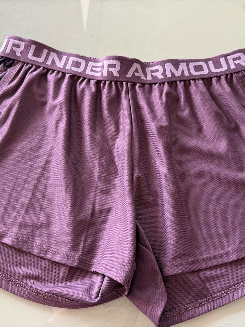 Under Armour Women's Lavender Athletic Shorts with Branded Waistband
